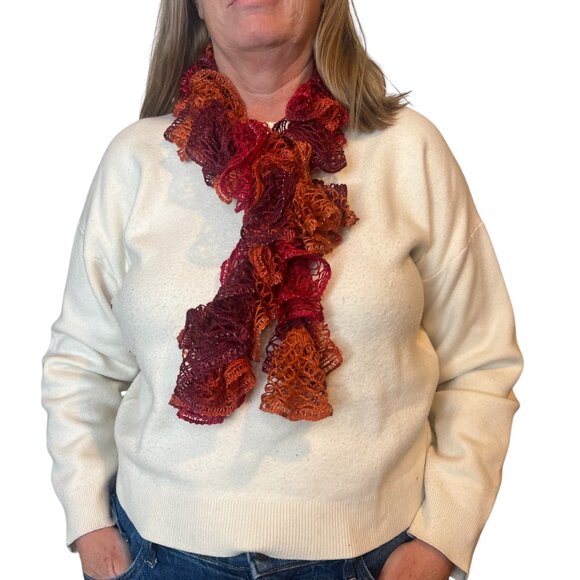 Blue & Red Lacey Scarves - Picture 2 of 7